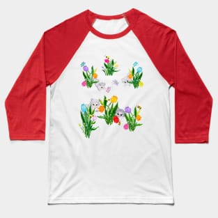 Cats flowers butterflies bees springtime art Baseball T-Shirt